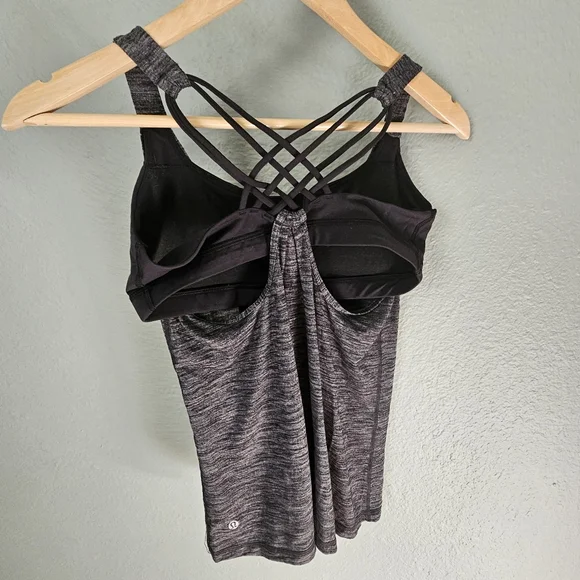 Lululemon 2 In 1 Built In Bra Tank Top Heathered Gray Size 6 - Picture 2 of 5